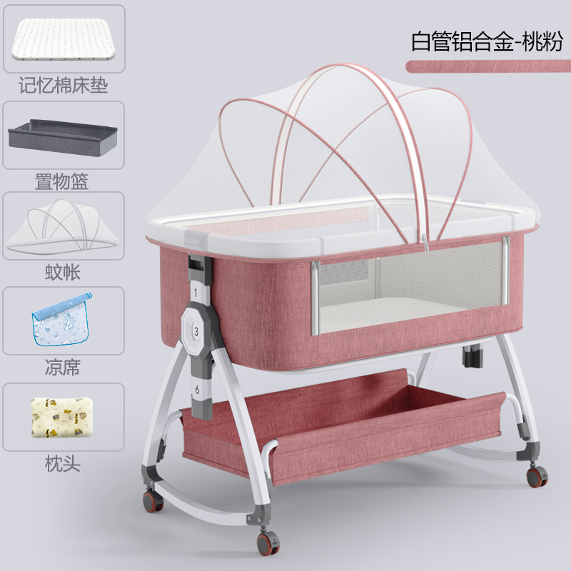 Cama de bebé de aleación de aluminio cama de costura cama multifuncional móvil plegable cama infantil bebé recién nacido cama cuna cama