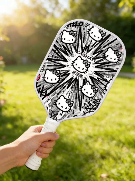Cartoon Graffiti Hello Kitty Pickleball Racket Non-Slip Handle Fiberglass Racket Face Pickle Ball Racket Wholesale
