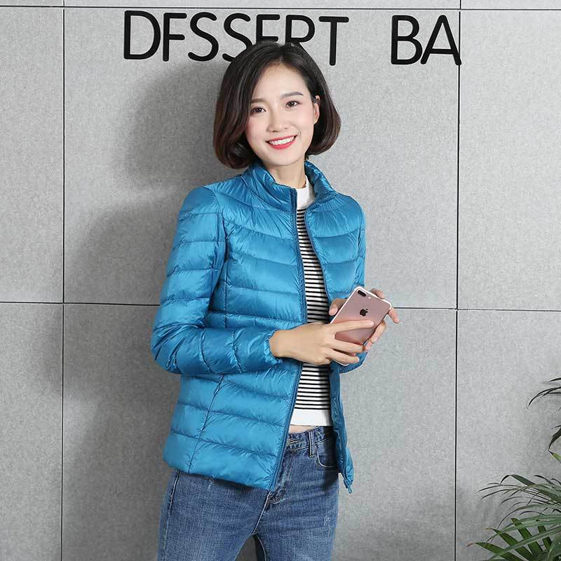 스탠드 칼라 레이크 블루