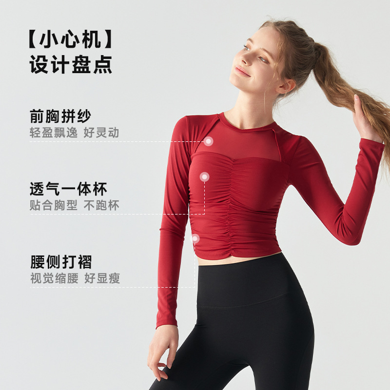 Sports Fitness Yoga Long-Sleeved Sexy Mesh Top for Women Slimming Look Pilates Training Autumn and Winter Yoga Clothes