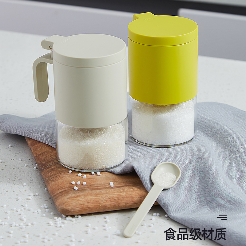 Botella de condimento de cocina con cuchara frasco de condimento de vidrio caja de condimento de clasificación de botella de condimento extraíble para el hogar