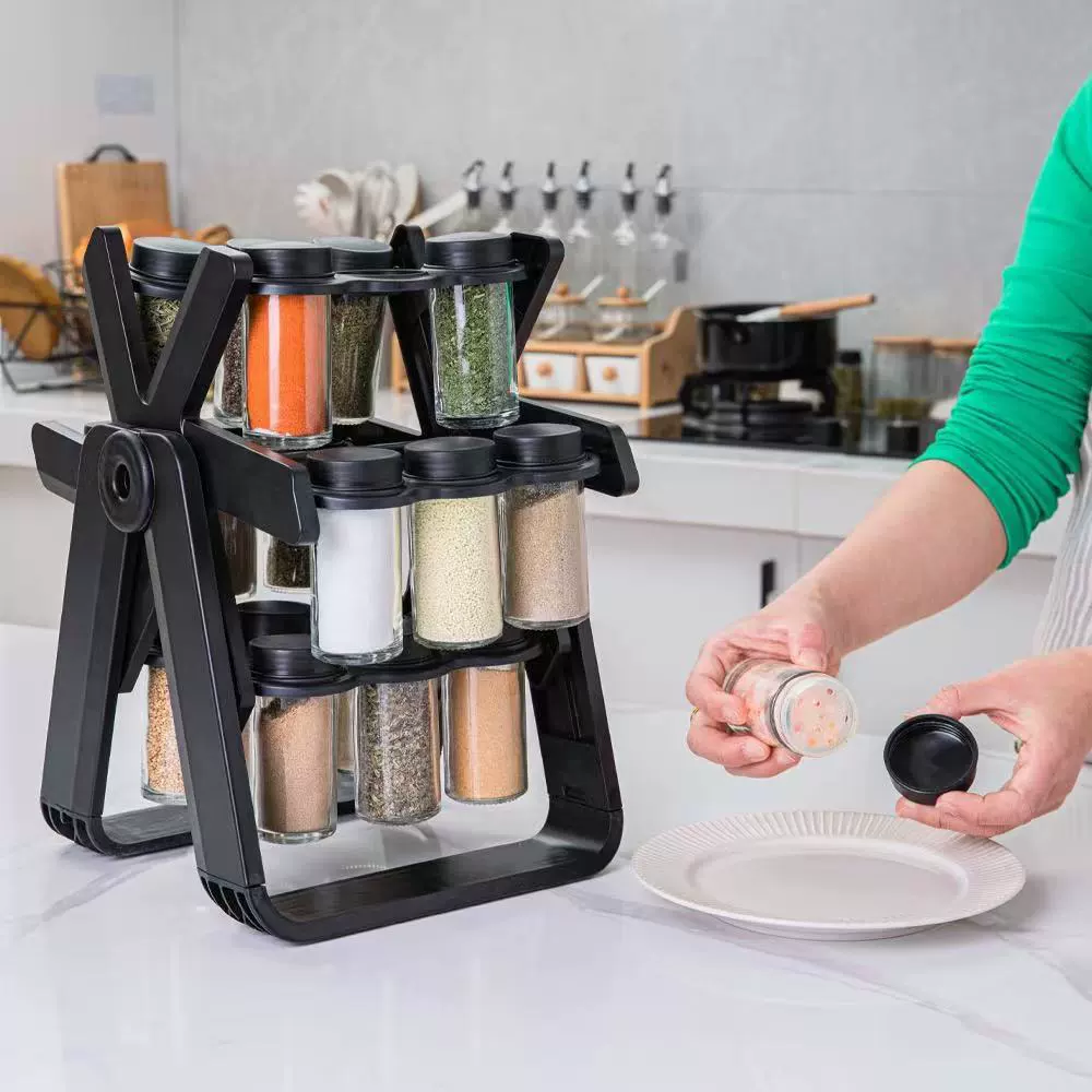 Spice Rack Shelf Rack Rotating Kitchen Glass from Yomiego