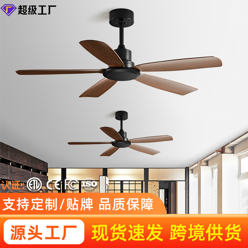 Ceiling Fan with Strong Wind and Ultra-Quiet Industrial Style Ceiling Fan for Home Living Room and Restaurant Retro Variable Frequency Ceiling Fan Without Light
