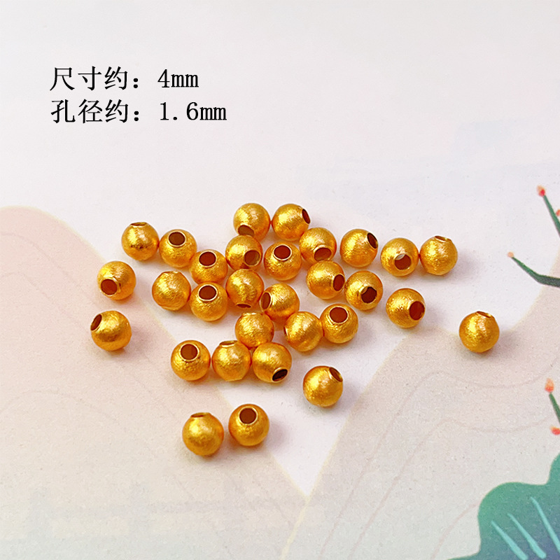 S925 Silver Gold-Plated Brushed Spacer Beads Barrel Beads Round Beads Bamboo Accessories Bracelet Necklace Charms DIY Semi-Finished Accessories New