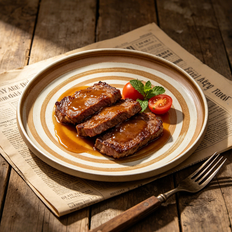 Stoneware tableware Japanese-style Western plate vintage steak plate household dish restaurant hotel Pasta Plate Barbecue shop decoration plate
