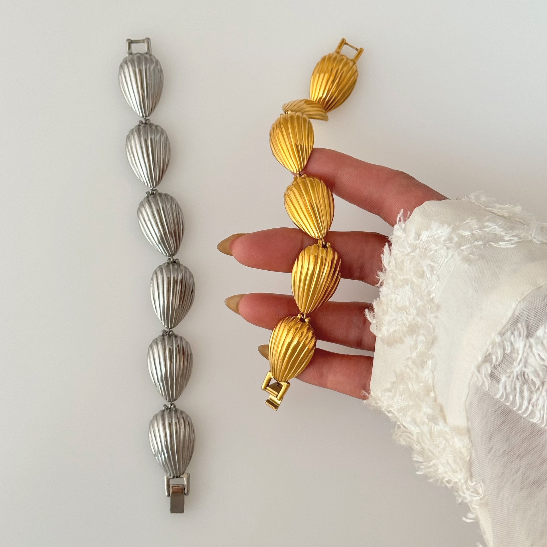 Shell Pattern IG Style Casual Beach Shell Titanium Steel 18K Gold Plated Bracelets In Bulk