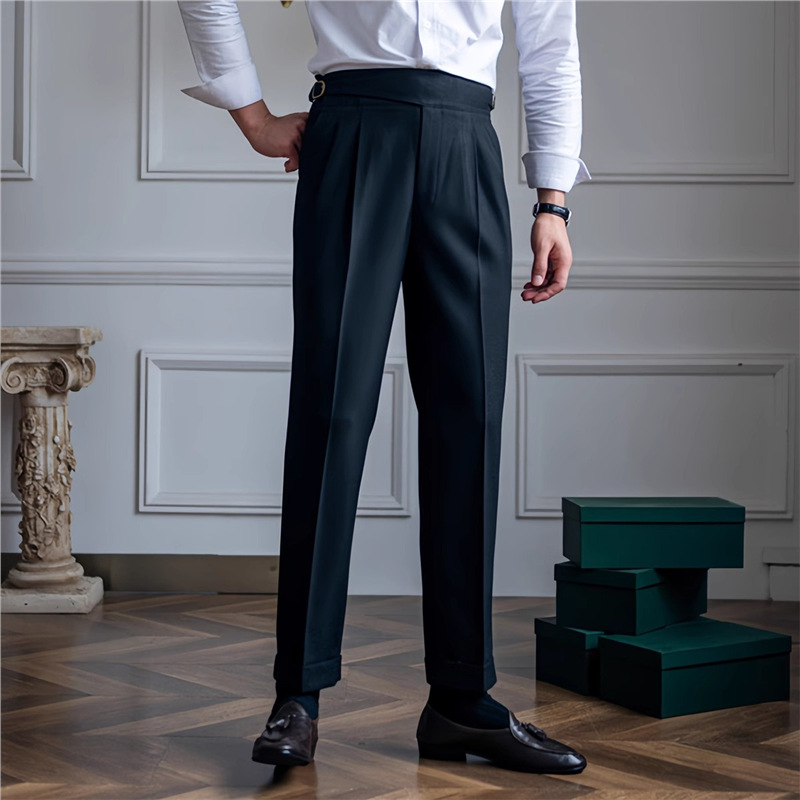Naples Men's Trousers Korean Style Casual Light Mature Style Men's Business Slim Straight Autumn and Winter Trousers Suit Trousers for Men