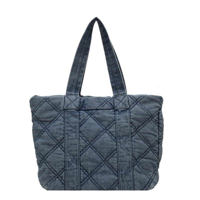 Bolso de mano de diamante para mujer 2024 nuevo retro de gran capacidad de mezclilla bolsa de hombro ligero bolso de hombro de viaje