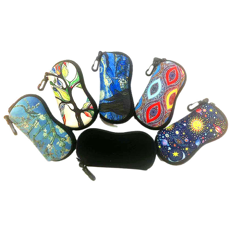 Ready-Made Printed Diving Material Glasses Bag, Outdoor Sunglasses Cosmetics Bag, Portable Myopia Glasses Protection Bag, Customized