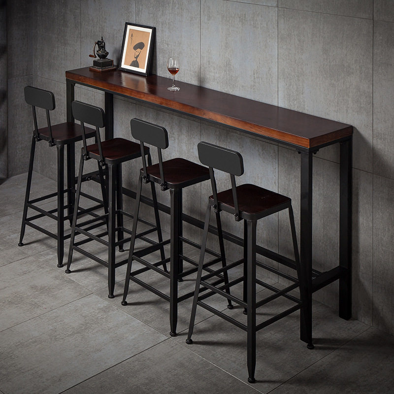 Silla de bar de lujo ligera de alta calidad taburete de hierro forjado respaldo de alta calidad café restaurante silla alta de bar image 1