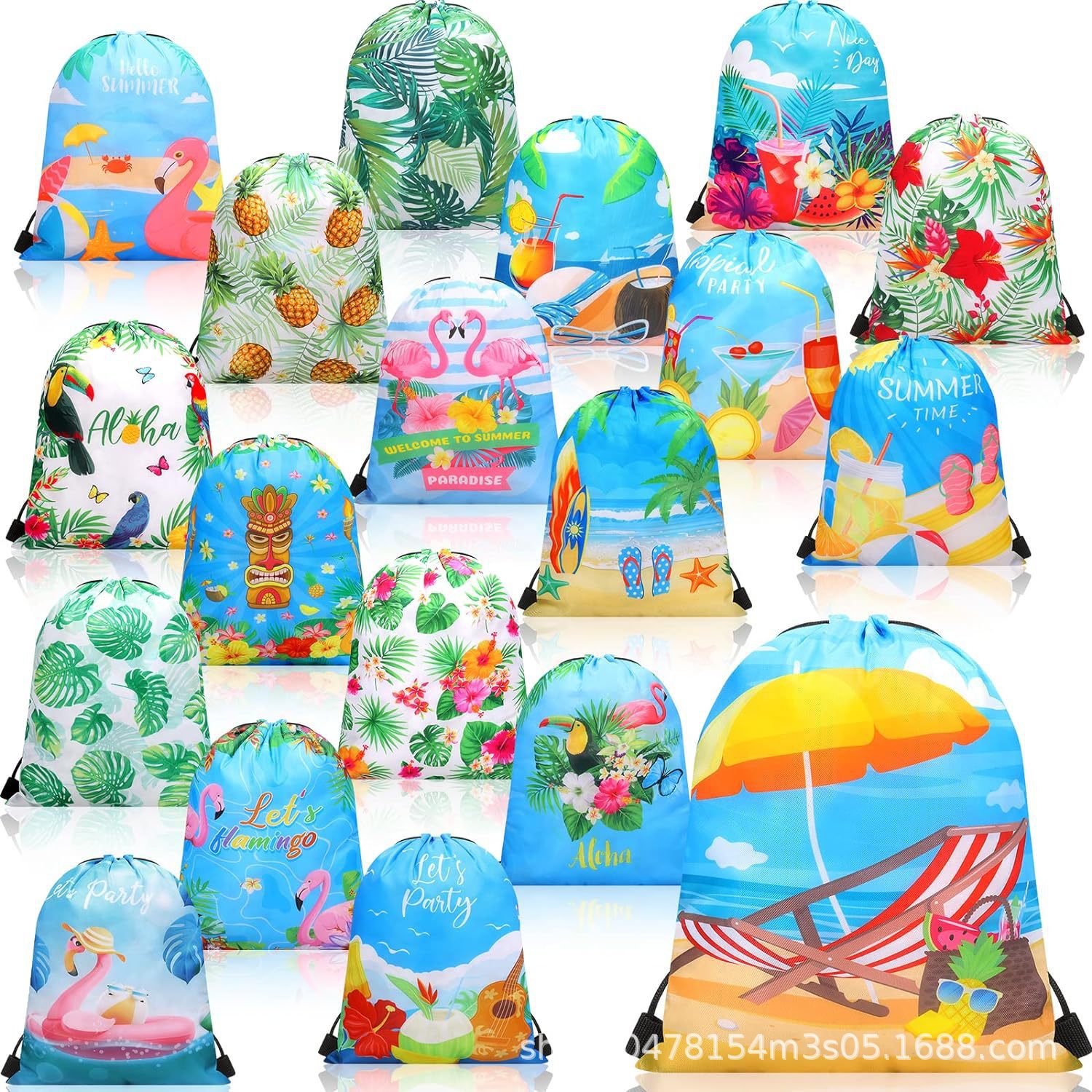 海滩三双肩抽绳背包袋子农场动物便携收纳袋涤纶手提抽绳袋束口