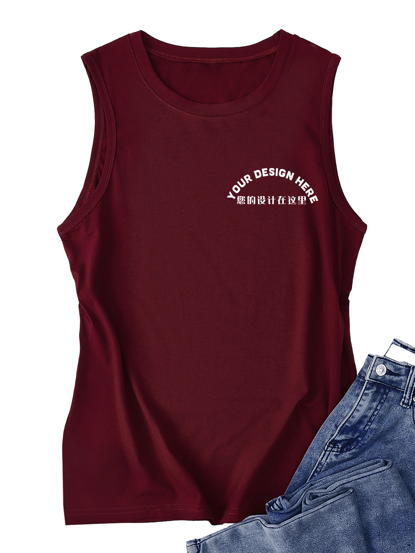 2802 - Burgundy Vest - Front Chest
