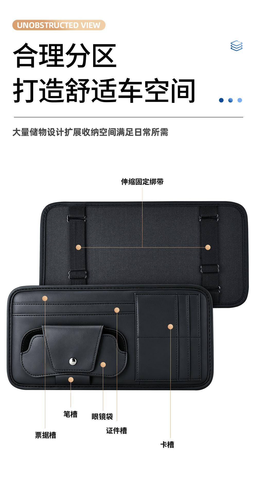 Car Sun Visor Storage Clip, Multifunctional Car Glasses Holder, Card Holder, In-Car Storage Bag, Document Holder, Storage Set