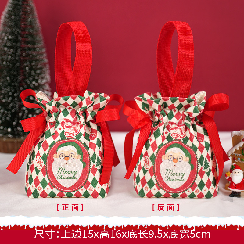 Bolsa de regalo de Navidad, caja de regalo de manzanas para niños, embalaje para Nochebuena, bolsa de regalo de Papá Noel, creatividad en lona navideña