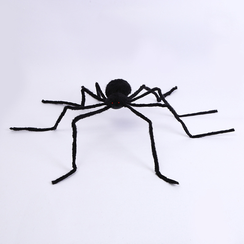 Cross-border Halloween eléctrico negro gran araña 125cm control de voz vibración luz araña Halloween horror decoración araña