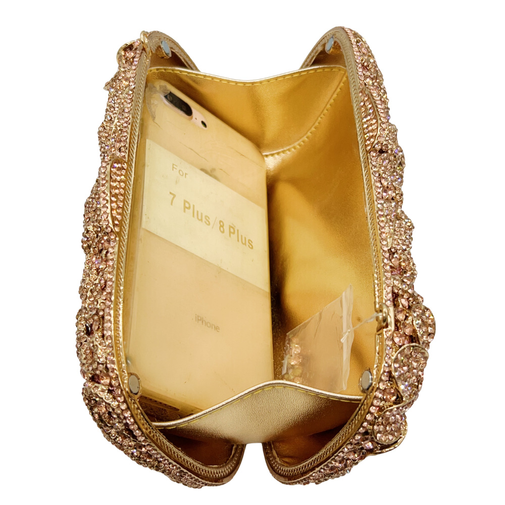 Túi clutch dạ hội nạm kim cương nhỏ gọn sang trọng — Màu sâm panh, Cá tính đặt làm