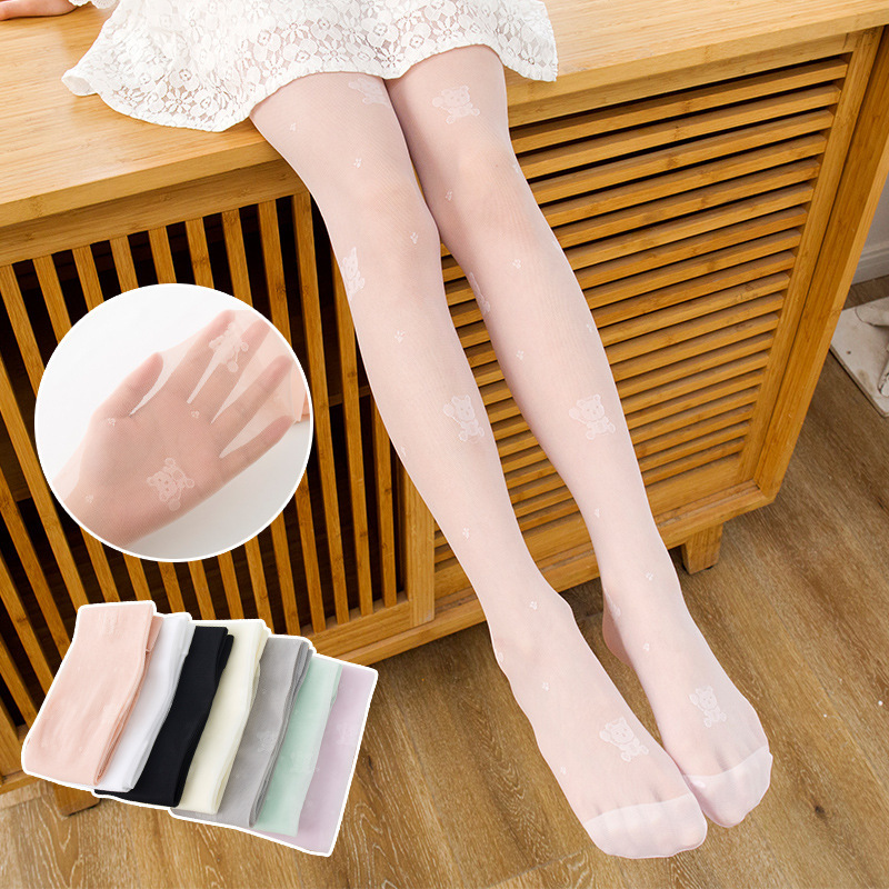 2021春夏新款儿童防脱丝小熊连裤袜女童丝袜熊爪舞蹈袜宝宝防蚊袜