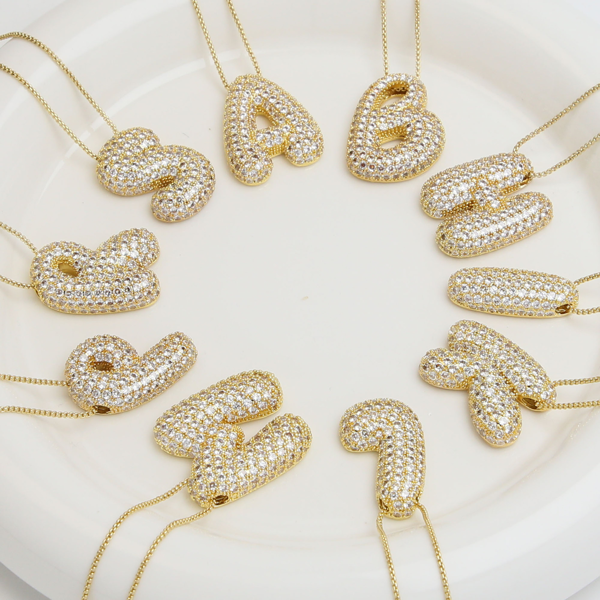 20g Weight Copper Pendant Material Zircon Inlay Material Pendant Necklace Classification Copper Chain Material 1 Piece Quantity Casual Occasion Copper Material Letter Pattern Women's Gender Plating Design Simple Style Style Copper Simple Style Plating Letter Zircon Pendant Necklace