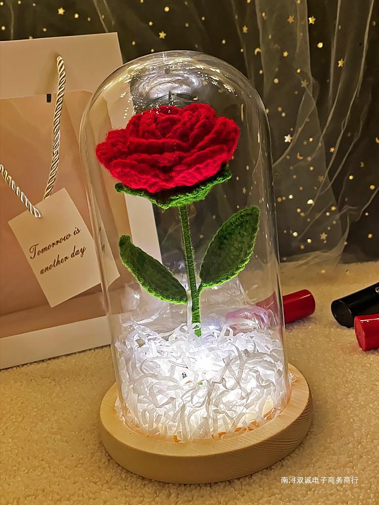 七夕情人节生日ZQ礼物diy手工编织玫瑰铃兰花灯罩相框毛线材料包