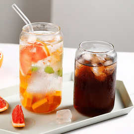 高硼硅可乐杯易拉罐造型玻璃单层杯  家用果汁冷饮杯奶茶鸡尾酒杯