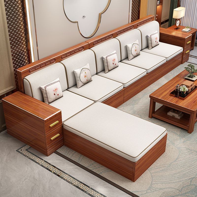 Golden Walnut Solid Wood Sofa New Chinese Style Living Room Large and Small Size Winter and Summer Dual-Use Storage Sofa Aliexpress