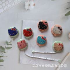 镶钻迷你小软尺1.5米塑料卷尺皮尺饰品配件蝴蝶结可爱KT猫头