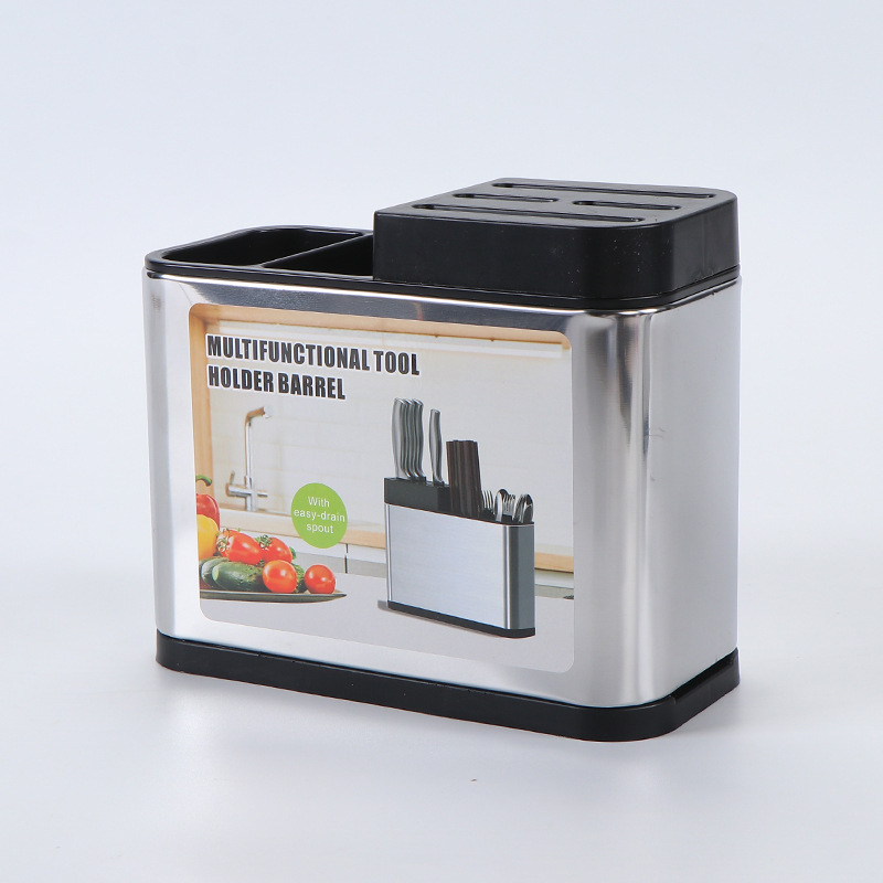 Paletas de acero inoxidable caseros cubiertos multifuncional caja de almacenamiento de drenaje cuchara nueva cocina 3 - en - 1 transfronteriza