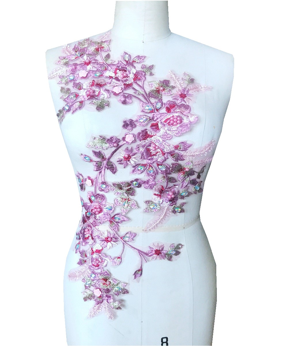 25#彩色钉珠烫钻刺绣布贴蕾丝花边衣服补丁diy服饰装饰贴花辅料