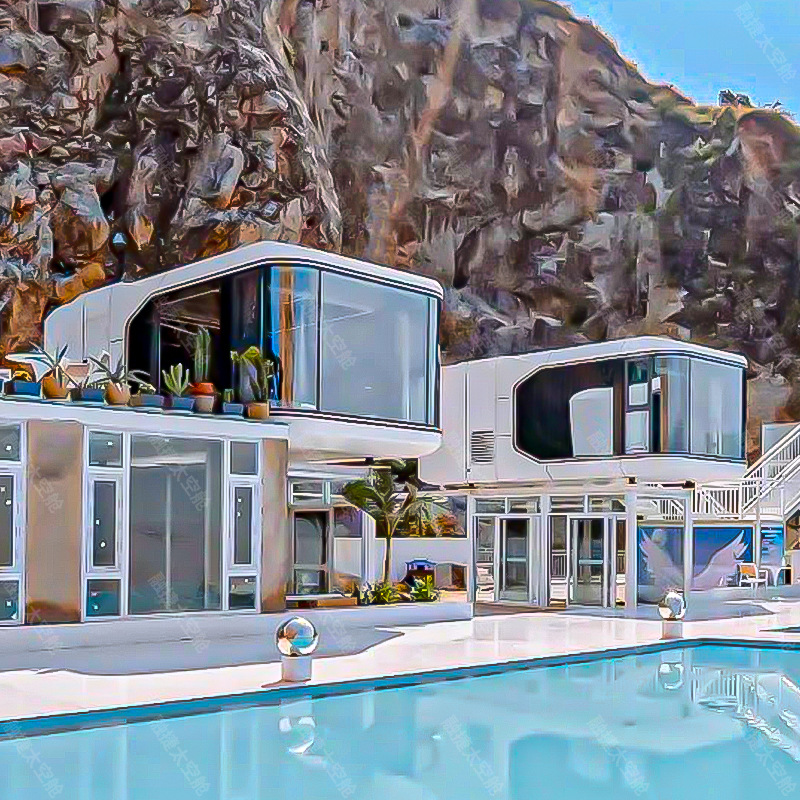 Rongjie cápsula espacial sala móvil tienda de contenedores oficina Apple silo estructura de acero casa prefab house