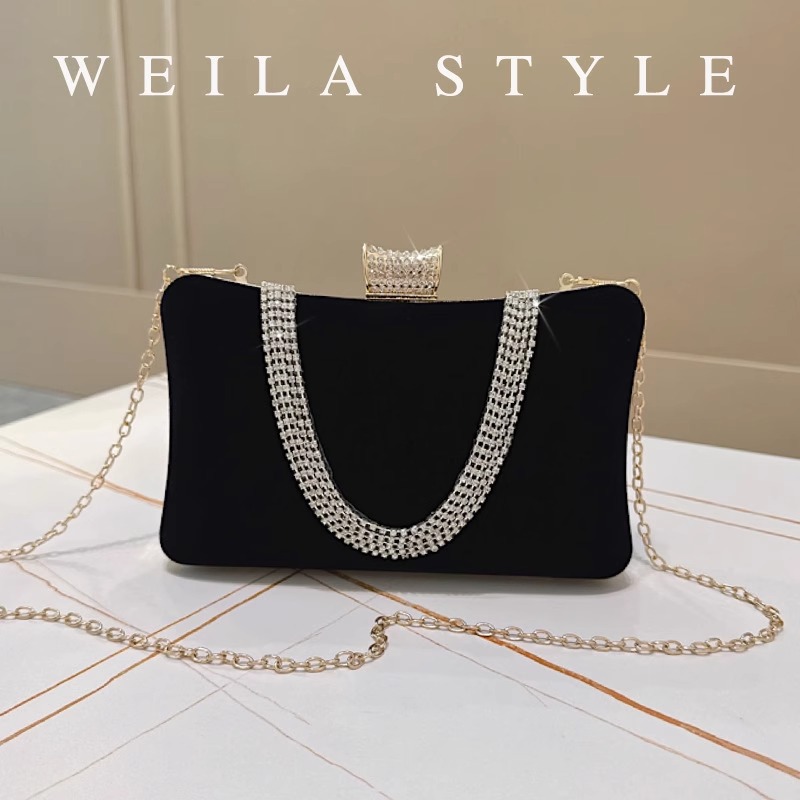 Fabricante transfronterizo bolso de cena de terciopelo bolso de noche de franela de diamante europeo y americano bolso de embrague de moda bolso de almohada de banquete mujer
