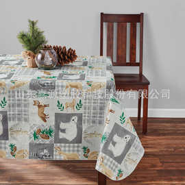 美式圣诞花万圣节复活节桌布印花台布长方形台布格子餐桌布艺桌垫