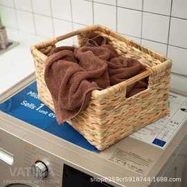 葫芦草收纳篮房货架篮编织矩形储物篮客厅收纳筐置物收纳神器家居