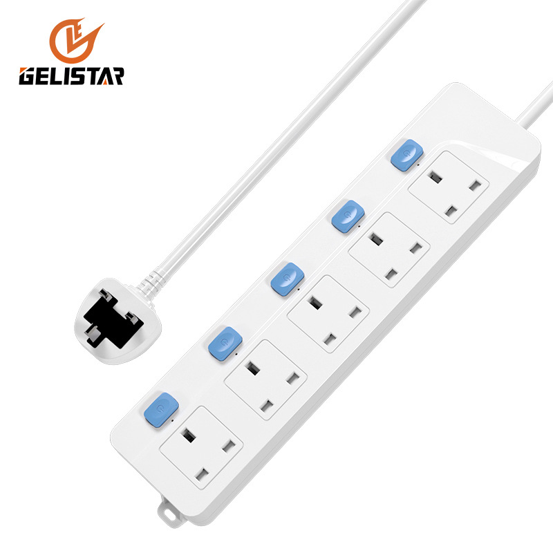 五位分控外贸插座厂家批发移动式大功率有线带开关多位孔插排