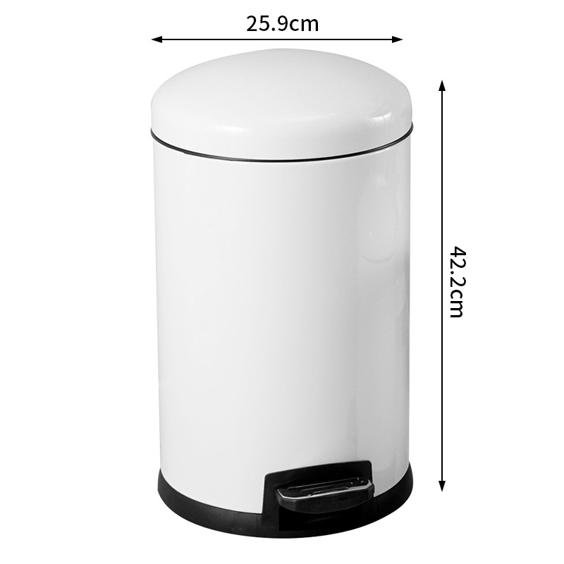 Bote de basura abatible redondo beige transfronterizo Cocina doméstica Pedalear con tapa Cubo de limpieza silencioso