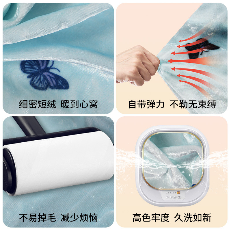 [아내 보내기] 나비 푸른 나비 술취한 황금 벨벳 잠옷 여성의 겨울 따뜻한 경량 가정 옷 세트
