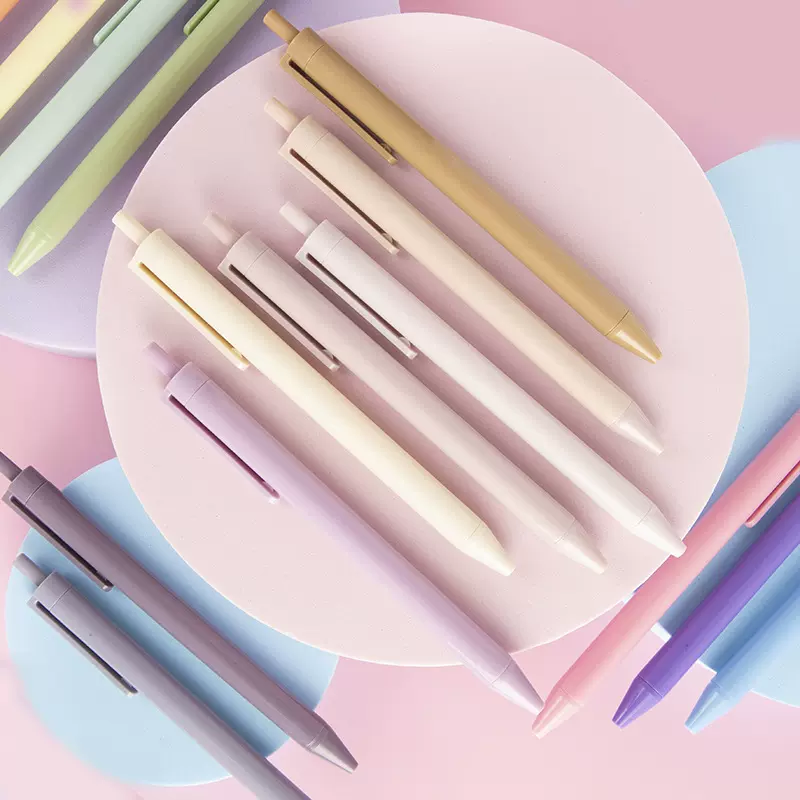 莫兰迪色简易按动塑料礼品圆珠笔 学生办公文具厂家促销批发