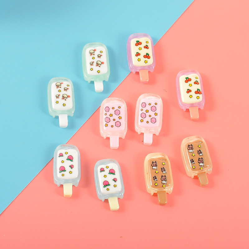 卡通树脂配件新品水果樱桃奶油胶贴片雪糕机壳diy发夹发圈饰品|ms