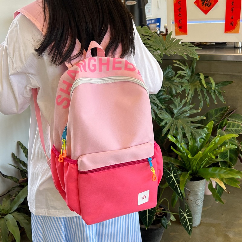 Cross-Border Ins Japanese Style Contrasting Color Casual Backpack Junior High School and High School Female College Student School Bag Large Capacity Casual Backpack