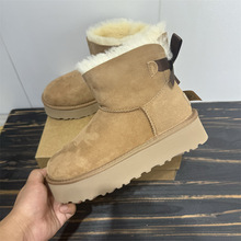 【顺丰包邮】厚底单丝带雪地靴女2025冬桑坡皮毛一体加厚保暖休闲