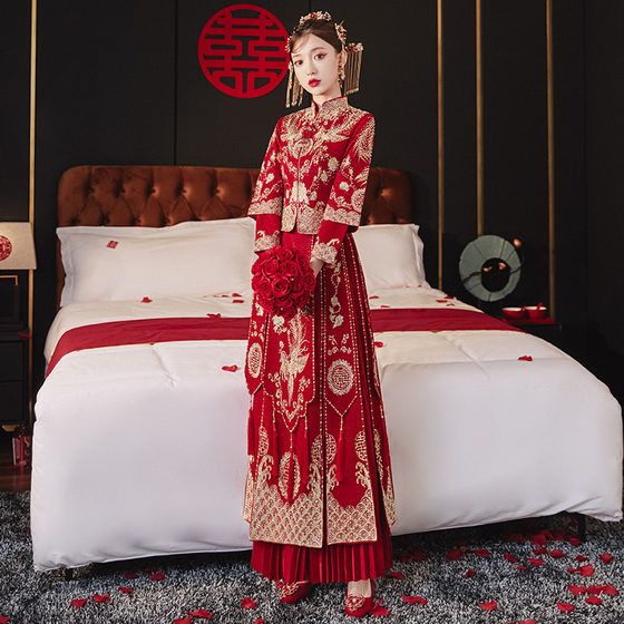 Xiuhe Dress 2024 New Bride Wedding Chinese Wedding Dress Toast Dress Dragon and Phoenix Jacket Small plus size Kay