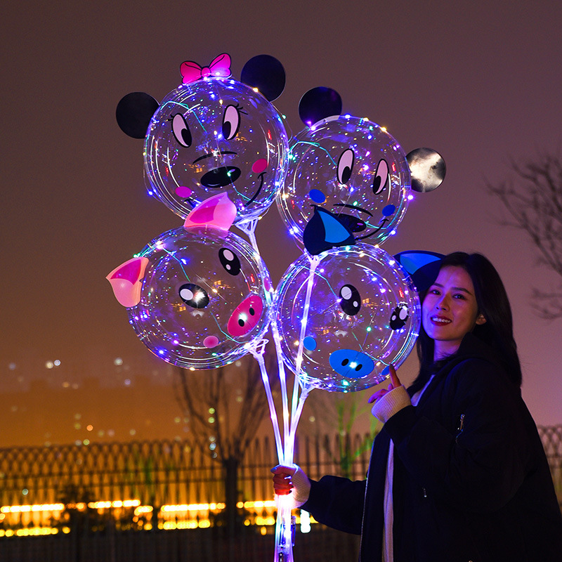 Cartoon atmospheric balloon with light
