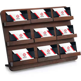 跨境新款木质名片架桌面三层名片展示架木质名片存储架名片支架