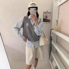针织蝴蝶结马甲刺绣背心时尚2025正肩洋气学院风秋冬毛衣无袖开衫
