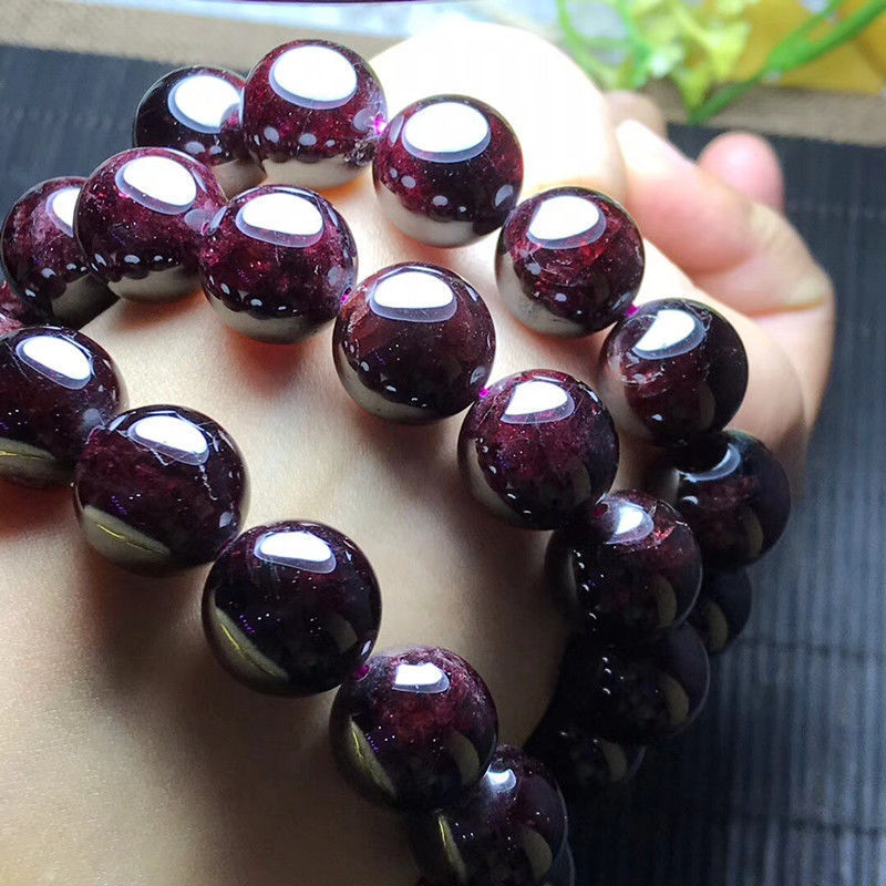 Natural Garnet Bracelet Large Grain Black Wine Red Men and Women Single Ring Bracelet Jewelry