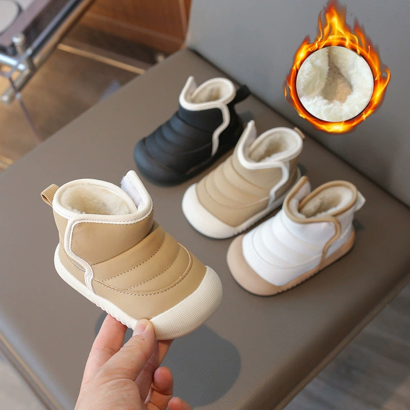 Детские снежные сапоги плюс бархат зимняя детская обувь водонепроницаемая мягкая подошва обувь для ходьбы теплая зимняя обувь детская хлопчатобумажная обувь для мужчин