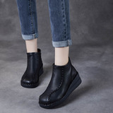 以一 Демисезонные этнические утепленные короткие сапоги на платформе, ботинки, этнический стиль, мягкая подошва