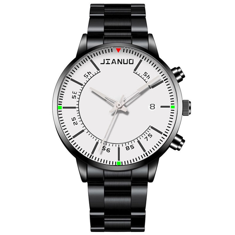 Reloj de correa de acero de negocios para hombres de comercio exterior Escala de moda con calendario reloj de cuarzo de aleación reloj de oro grande creativo de moda coreana