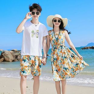 Couple's Summer Beach Outfit Beach Dress for Women Sanya Vacation Outfit Parent-Child Outfit Photo Travel Dress
