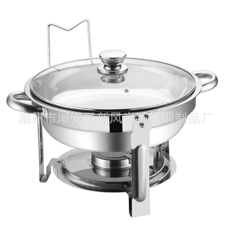 Глобальная 5QT нержавеющая сталь круглая буфетная плита отель обогрев контейнера изоляционная плита коммерческая съемная согревательная спиртовая плита