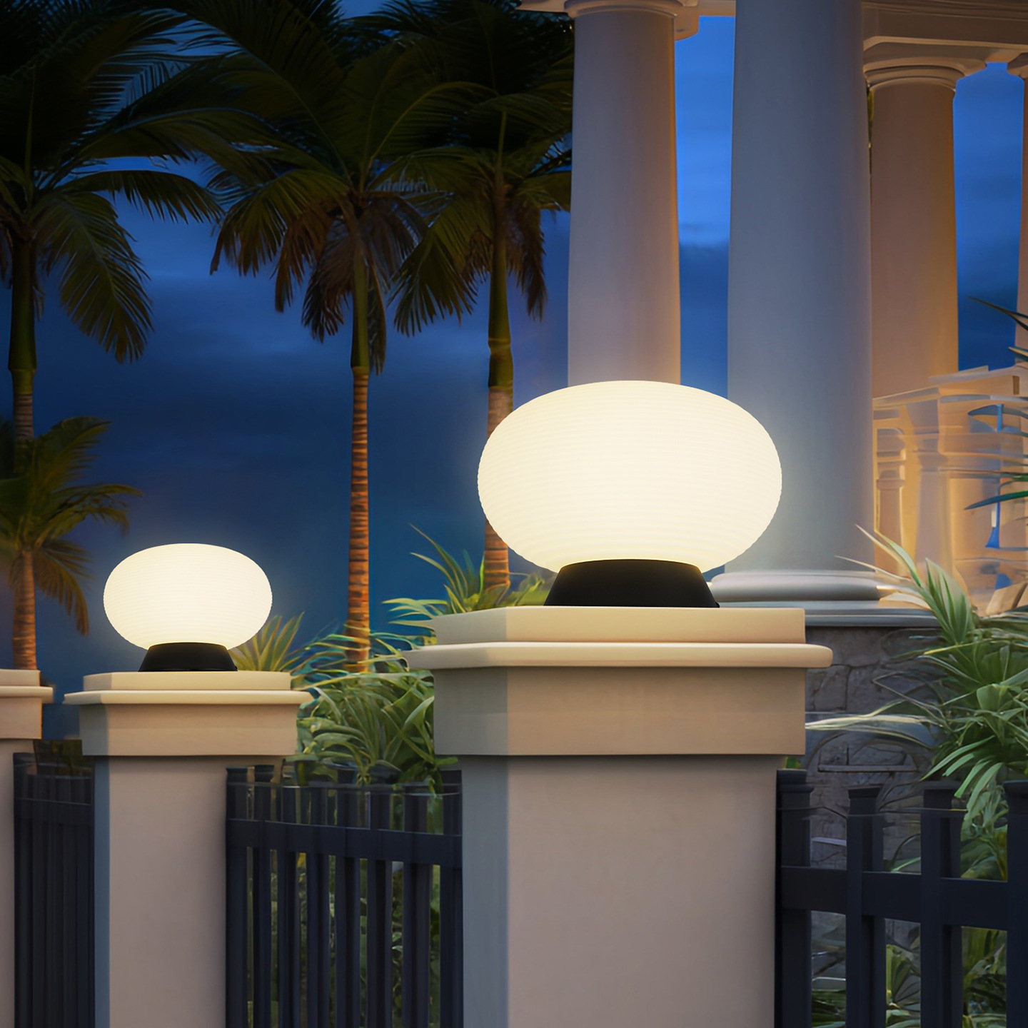 Linterna solar lámpara de cabeza de columna pared impermeable jardín villa casa de familia puerta paisaje jardín lámpara de jardín lámpara de pared 378L